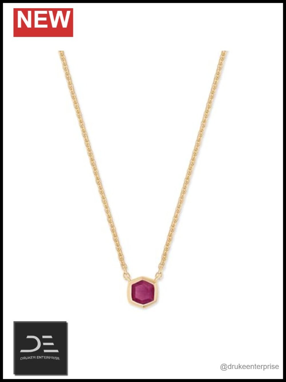 Kendra Scott Davie Gold Vermeil Birthstone Pendant Necklace, Ruby Gift Jewelry